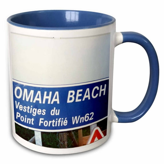 3drose, Beaches at Normandy, 15oz Two-tone Blue Mug