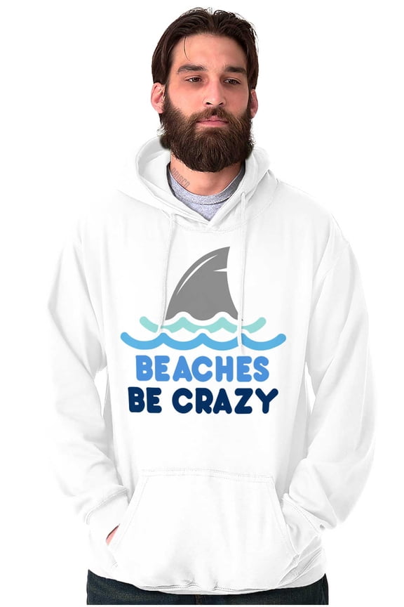 Beaches Be Crazy Funny Swimming Shark Hoodie Sweatshirt Women Men Brisco Brands L