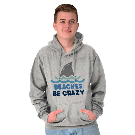 Beaches Be Crazy Funny Swimming Shark Hoodie Sweatshirt Women Men Brisco Brands M