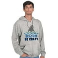 thumbnail image 1 of Beaches Be Crazy Funny Swimming Shark Zip Up Hoodie Men's Women's Brisco Brands L, 1 of 6