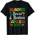 thumbnail image 1 of Beaches Booze Besties Bachelorette Jamaica Girls Trip 2024 T-Shirt, 1 of 4