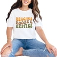 thumbnail image 1 of Beaches, Booze & Besties, Beach Lover Best Friend Quote, Groovy Retro Wavy Text , White Comfort Colors T-Shirt, Small, 1 of 1
