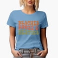 thumbnail image 1 of Beaches, Booze & Besties, Drinker & Beach Lover Quote, Groovy Retro Wavy Text Merch Gift, Baby Blue T-Shirt, 3XL, 1 of 5