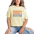 thumbnail image 1 of Beaches, Booze & Besties, Drinking Lover Quote, Groovy Retro Wavy Text , Butter Comfort Colors T-Shirt, XL, 1 of 1
