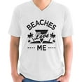 thumbnail image 1 of Beaches Love Me Black V-Neck T-Shirt for Men - S M L XL 2XL Graphic Tee - Beach Vibes Vacation V neck Cool Mens Shirt, 1 of 2