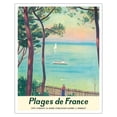 thumbnail image 1 of Beaches of France - Côte d'Argent Bassin d'Arcachon - Vintage Travel Poster by Albert Marquet c.1950 - Fine Art Matte Paper Print (Unframed) 16x20in, 1 of 4