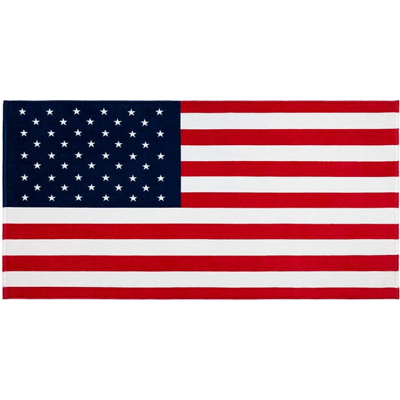 Beachland American Flag 30 x 60 inch 100% Cotton USA Printed Velour and Terry