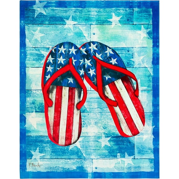 Beachland American Flip Flops 54 x 68 inch 100% Cotton USA American Flag - Printed Velour and Terry - Family Size