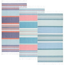 Beachland Large Fringe Beach Towel 32 x 63 inch Sand free Flat Woven in Front and Absorbent Terry on Reverse 100% Premium Cotton Turkish Style