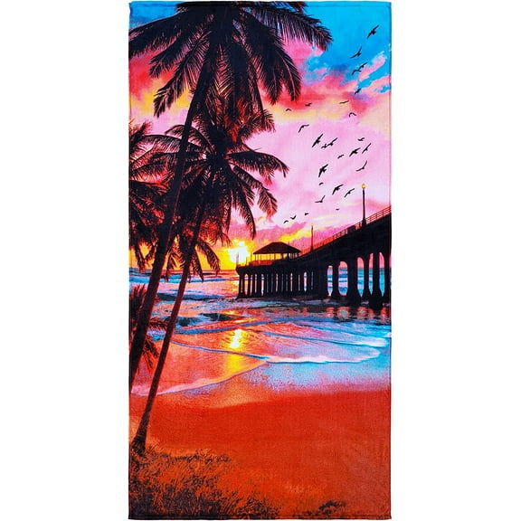 Beachland Sunset Palms Beach Towel 30 x 60 inch 100% Cotton