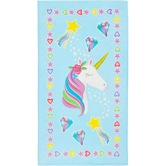 Beachland Unicorn and Stars Beach Towel 28 x 51 inch 100% Cotton Unicorn Star