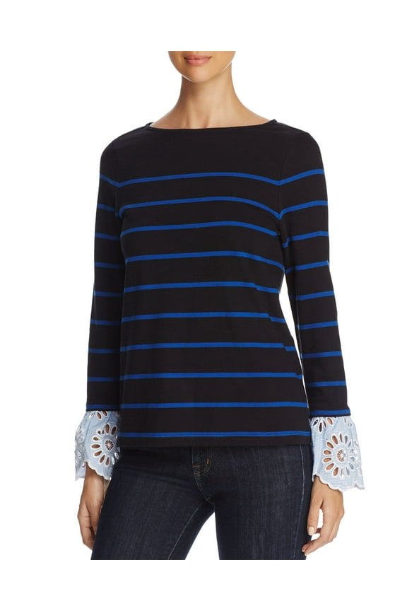 Womens Lace Trim Sailor Tops, Indigo, Small