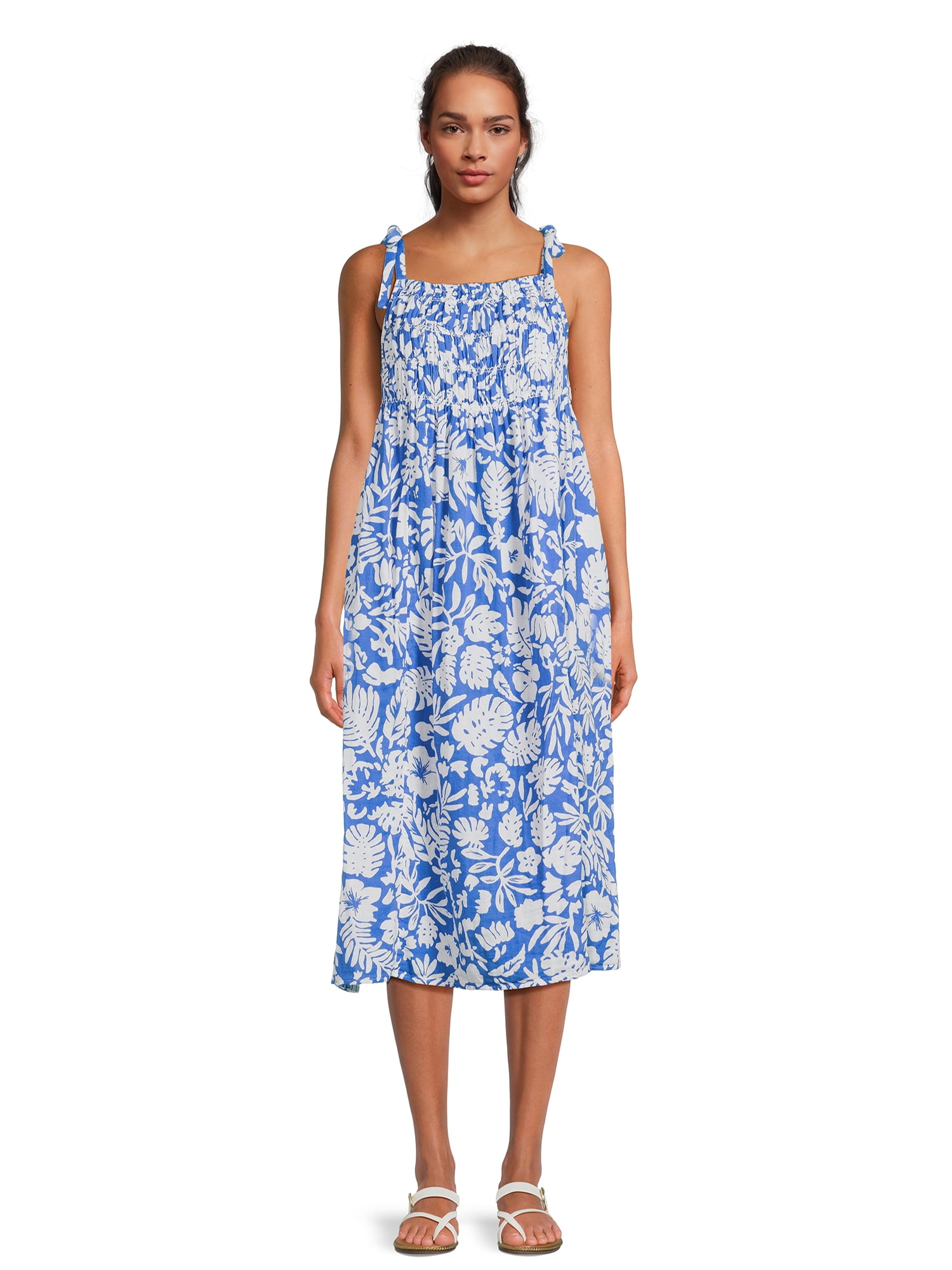 Beachlunchlounge Women's Print Ruched Midi Dress, Sizes S-XXL - Walmart.com