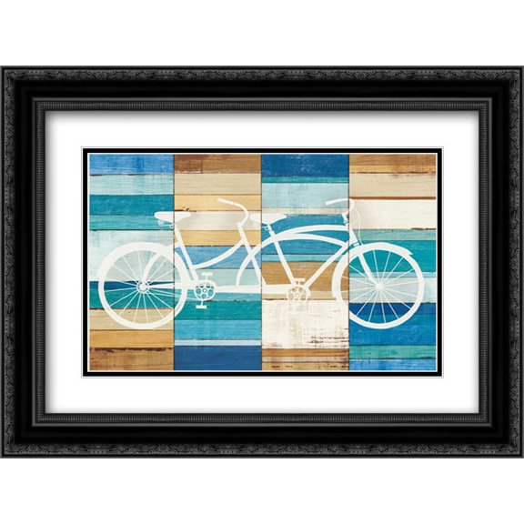 Beachscape Tandem Cruiser 2x Matted 24x18 Black Ornate Framed Art Print by Mullan, Michael