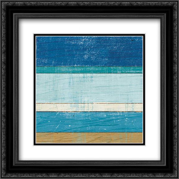 Beachscape VI 2x Matted 20x20 Black Ornate Framed Art Print by Mullan, Michael