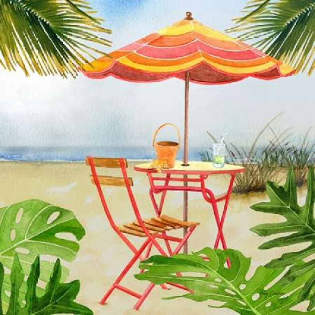 Beachside Dining 2 Canvas Art - Mary Escobedo (24 x 24)