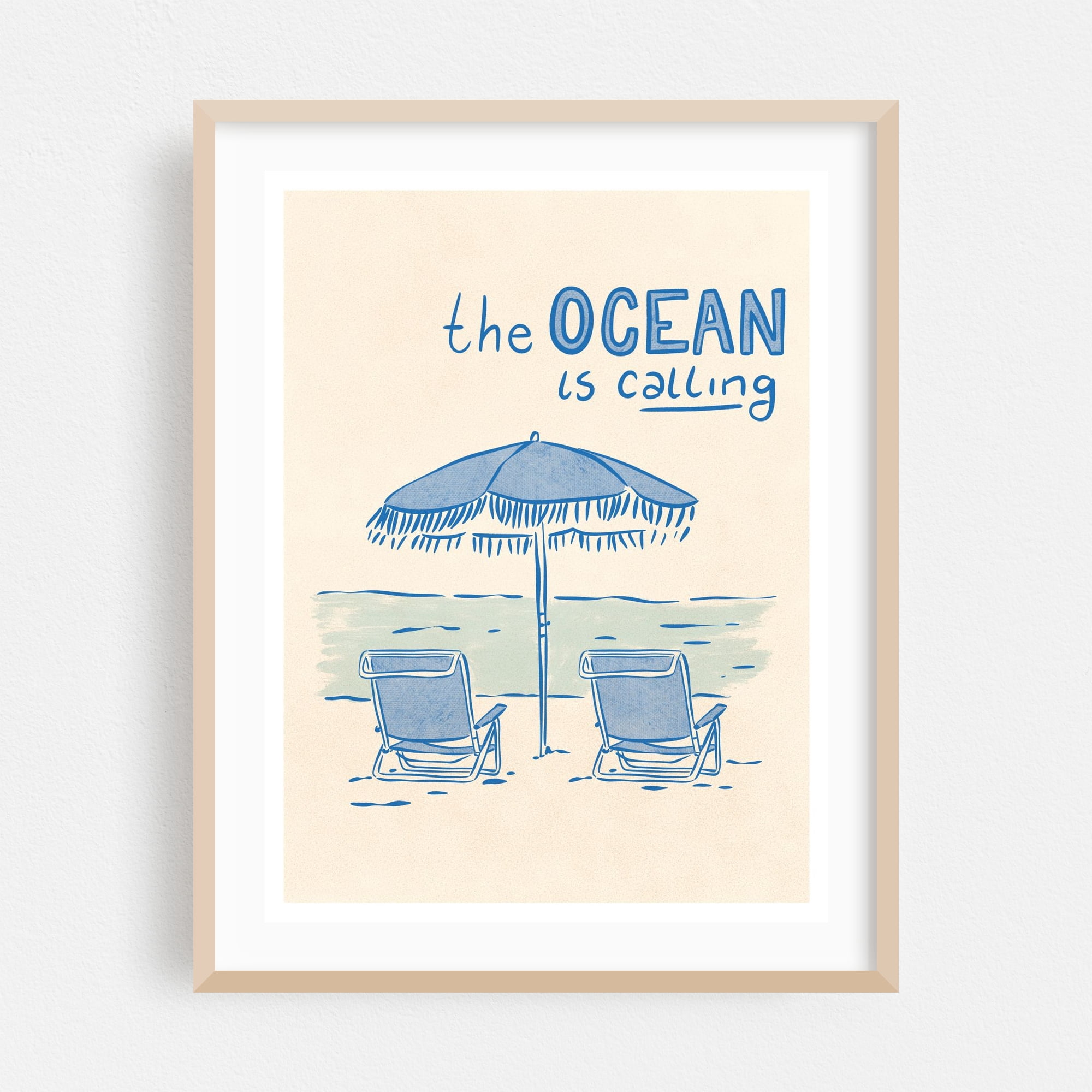 Beachside Serenity - Digital Art Beach Ocean Coast Quote Minimalist