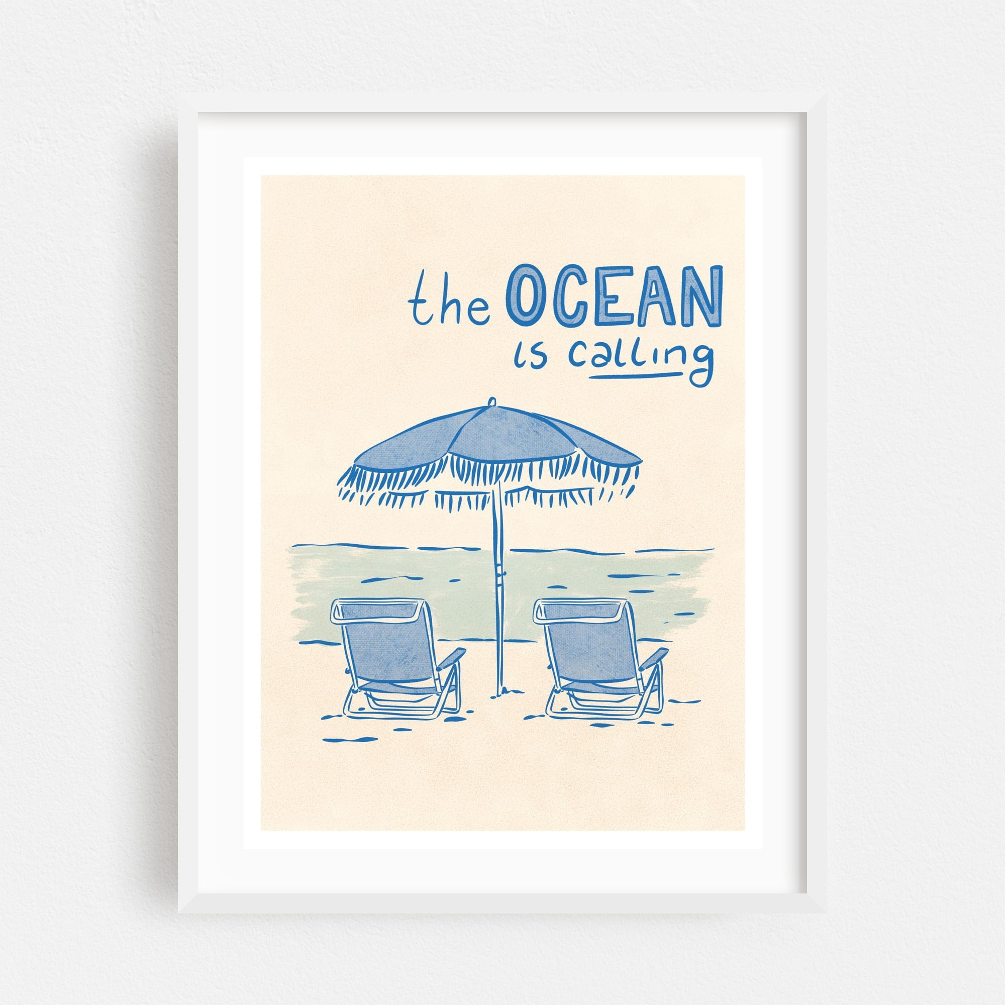 Beachside Serenity - Digital Art Beach Ocean Coast Quote Minimalist