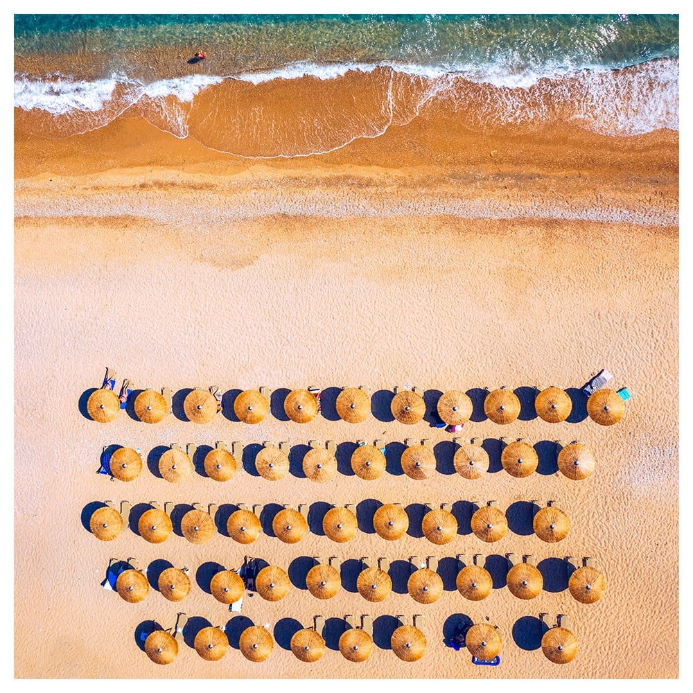 Beachside Umbrellas Overshoot-14"x14" Canvas Artwork - Multi-Color 20 x 30