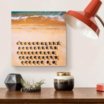 Beachside Umbrellas Overshoot-14"x14" Canvas Artwork - Multi-Color 14 x 14