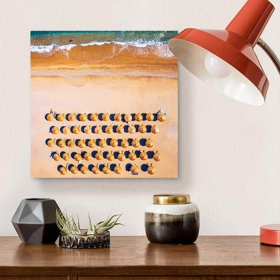 Beachside Umbrellas Overshoot-14"x14" Canvas Artwork - Multi-Color 14 x 14