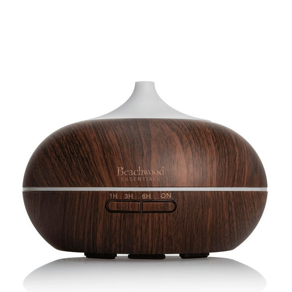 Beachwood Essentials Ultimate Ultrasonic Aromatherapy Diffuser for Essential Oils - Therapeutic Grade, Helps You to Relax - 3 Timer & 7 Ambient Light Settings - Up to 16 Hours of Use - Cherry, 300mL…