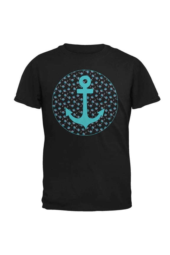 Beachy Anchor Shells Pattern Mens T Shirt Black SM