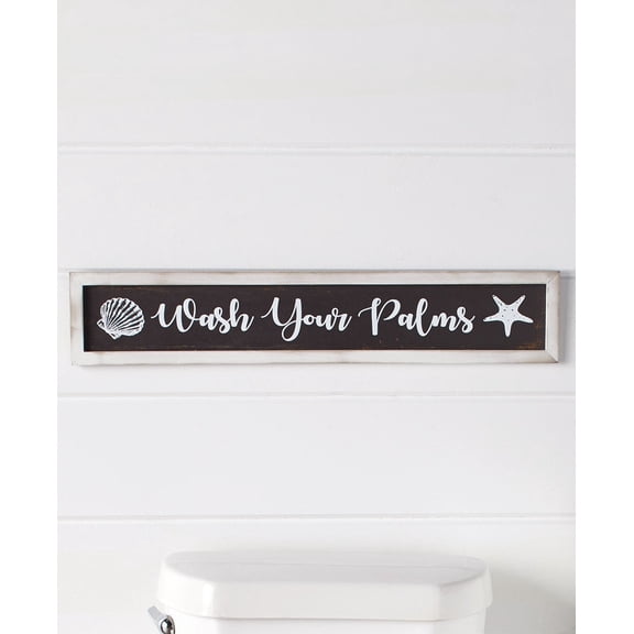 Beachy Bathroom Accents - Wash Your Palms Wall Sign