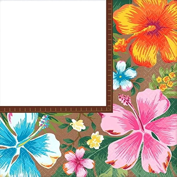 Beachy Blooms Hibiscus Luau Floral Flower Garden Party Paper Luncheon Napkins