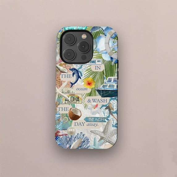 Beachy Blue Coquette Collage Phone Case