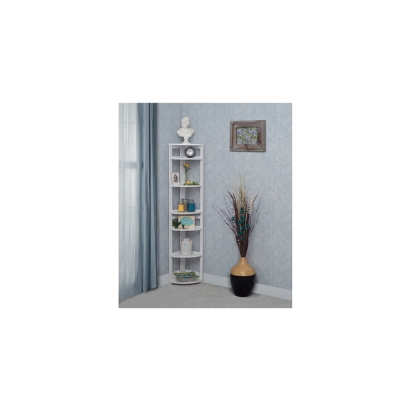 Beachy Boho Flop 67" High Corner Folding Bookcase in White Stylish White Corner Folding Bookcase Designed for Versatile Storage and Easy Transport