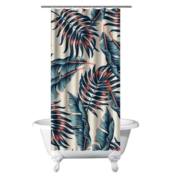 Beachy Coastal Paradise Boho Shower Curtain, Waterproof Fabric with Hawaiian Tropical Island and Nautical Designs, Includes 6 Hooks, Perfect for Bathroom Decor
