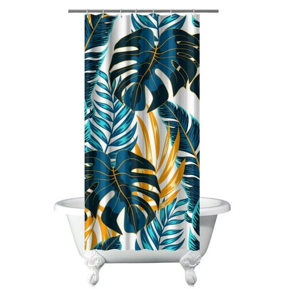 Beachy Coastal Paradise Boho Shower Curtain, Waterproof Fabric with Hawaiian Tropical Island and Nautical Designs, Includes 6 Hooks, Perfect for Bathroom Decor