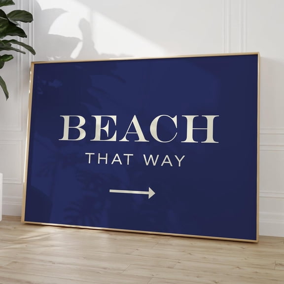 Beachy Coastal Wall Art, Navy Blue Typography Poster, Beach House Decor, Retro Ocean Surf Wall Art, Girly Aesthetic College Apartment Decor Wall Art, Modern Wall Decor, 24x36 UNFRAMED
