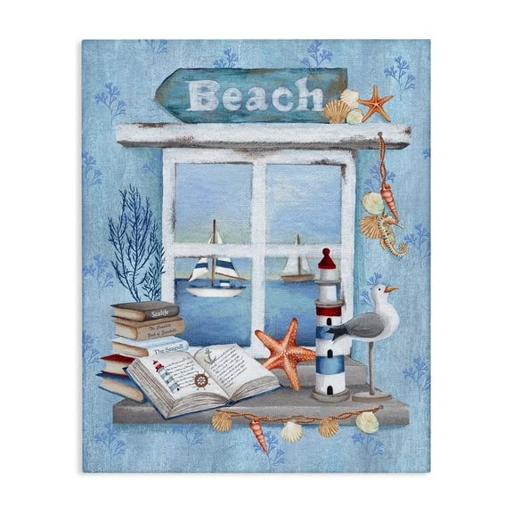 Stupell Industries Beachy Coastal Window Sill Canvas Wall Art, design by Emma Leach, 20 x 16