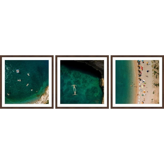 MARMONT HILL  - Handmade Beachy Havens Triptych - Multi-Color 3pcs of 12 x 12