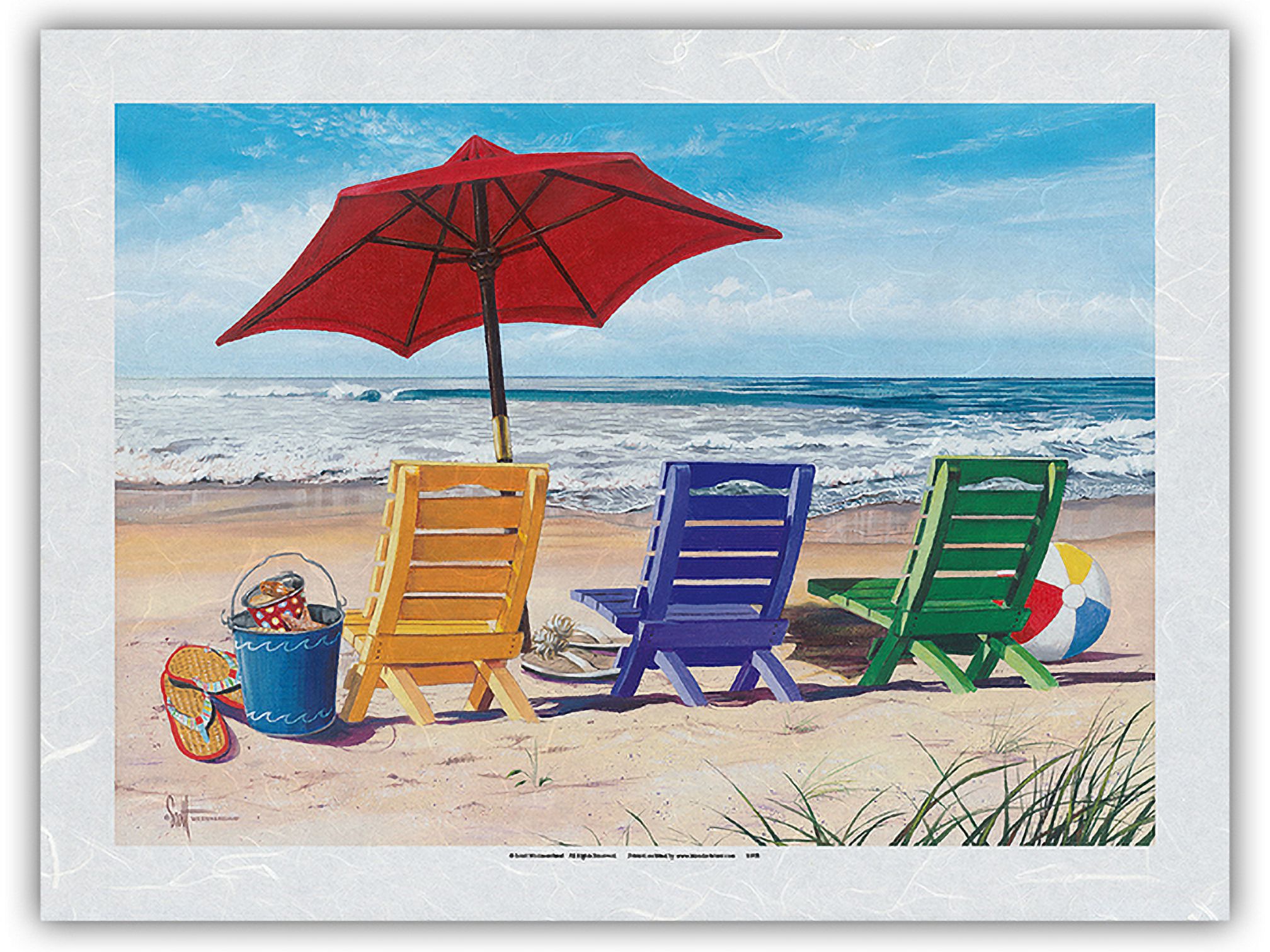 Beachy Keen - Beach Chair View - From an Original Color Painting by ...