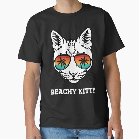 Beachy Kitty Coastal Shirt, Beach Inspired Graphic Tee, Casual Summer Shirt