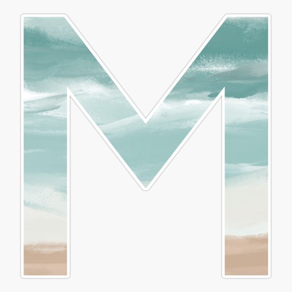 Beachy Letter M Monogram Design Sticker
