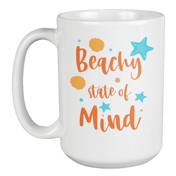 Beachy Mind Coffee & Tea Mug & Kitchen Utensil Holder or Decor (15oz)