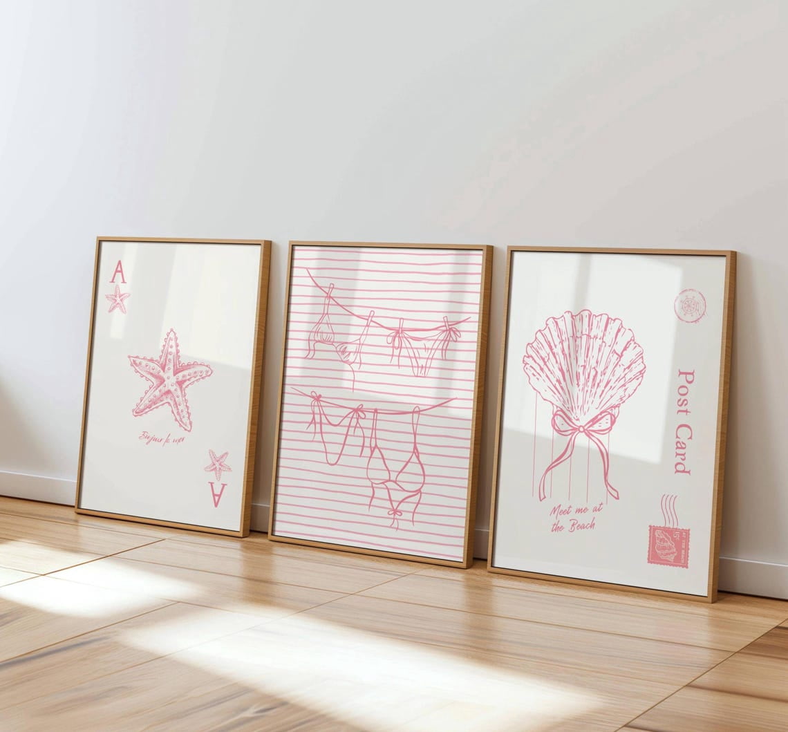 Beachy Prints, Starfish Seashell Swimsuit Line Art - Walmart.com
