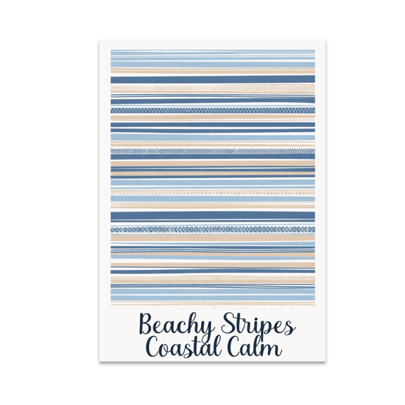 Beachy Stripes Coastal Calm - Beach Decor Enthusiast - 13x19 Poster Print