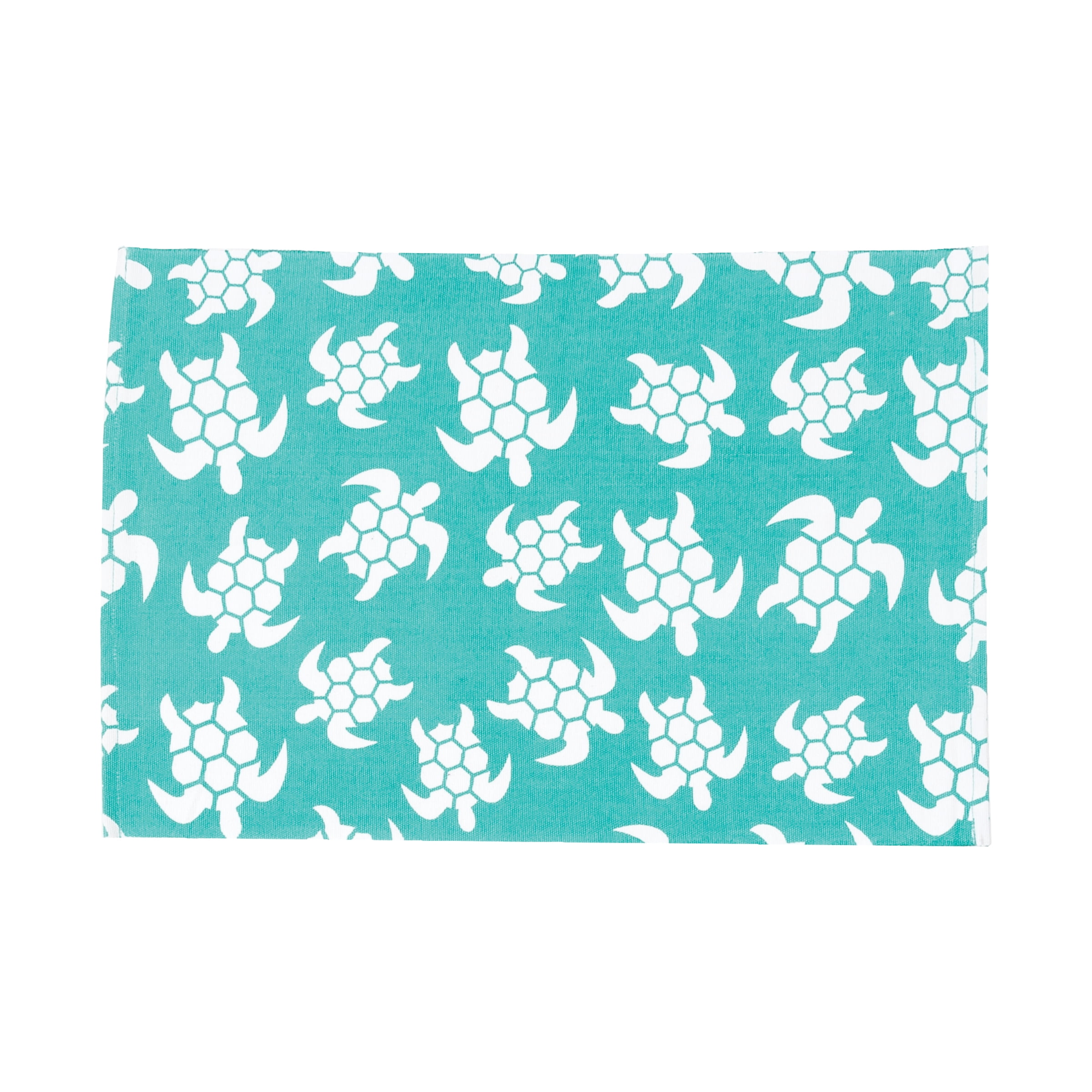 Beachy Turquoise and White Cotton Turtle Placemat Set of 6