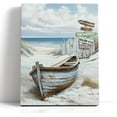 thumbnail image 1 of Beachy Wall Art Beach Décor Ocean Canvas Picture Coastal Artwork Boat And Guide Board Rustic Beach Wall Arts Beachy Canvas Print Coastal Beachs Wall Art For Bathroom Bedroom Living Room 12x16 Inch, 1 of 6