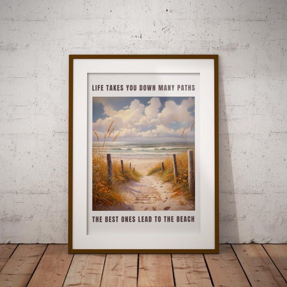 Beachy Wall Art Pathway Print Inspirational Ocean Quote Nature Inspired Beach Decor, Unframed Paper Print