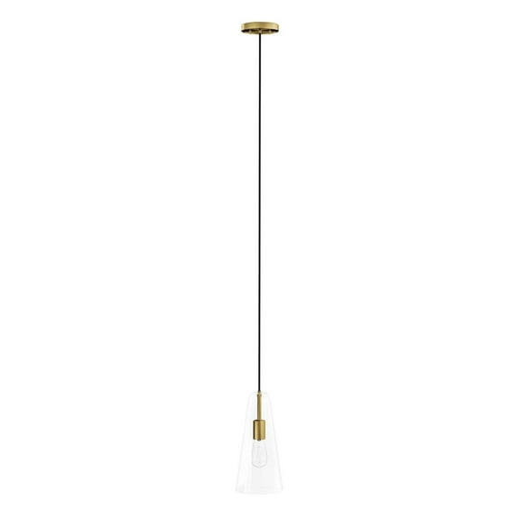 Beacon 1-Light Pendant Light Clear Satin Brass