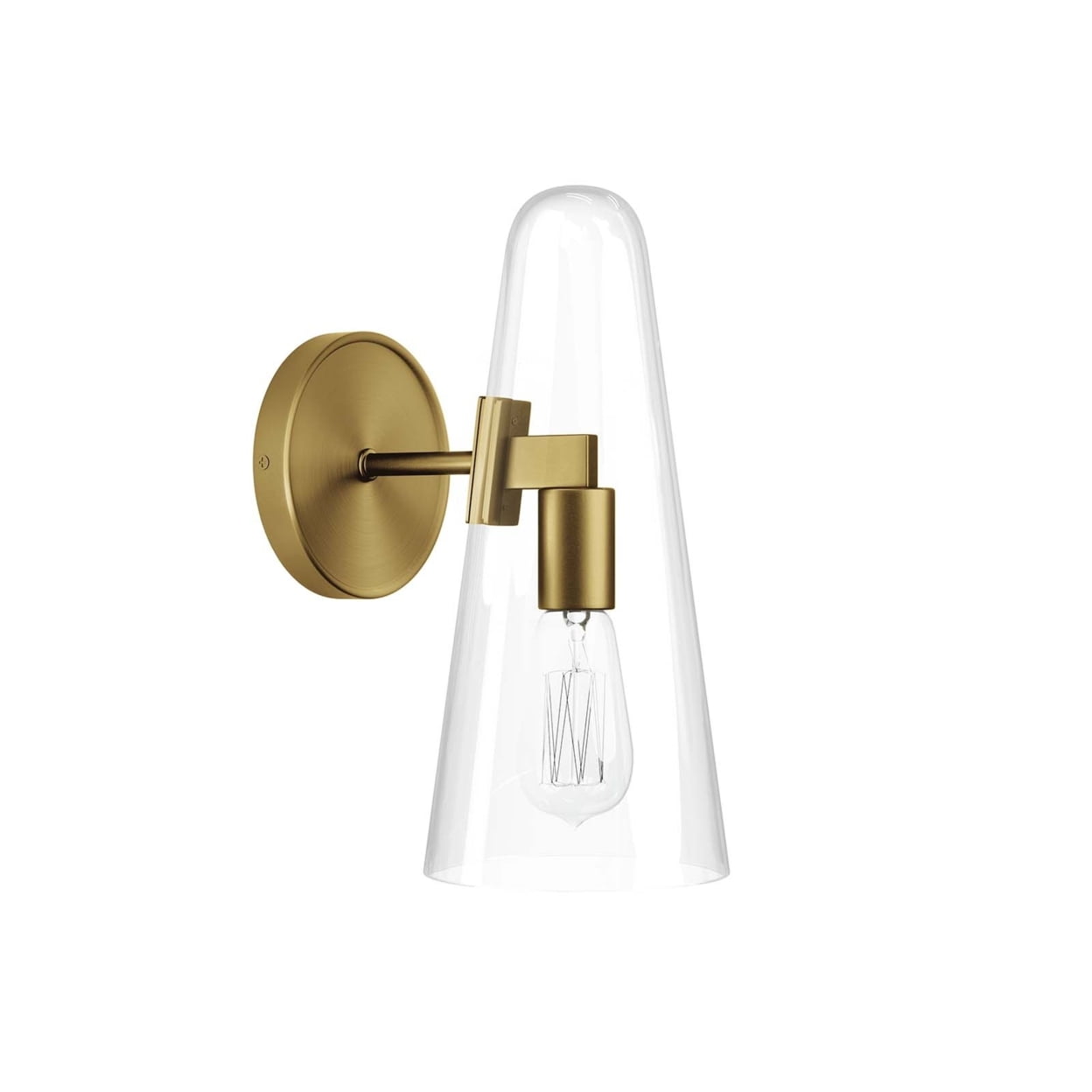 Sleek Satin Brass Beacon Wall Sconce with Clear Glass Shade