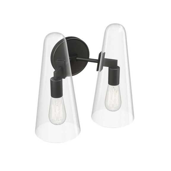 Modway Beacon 2-Light Wall Sconce in Clear Black