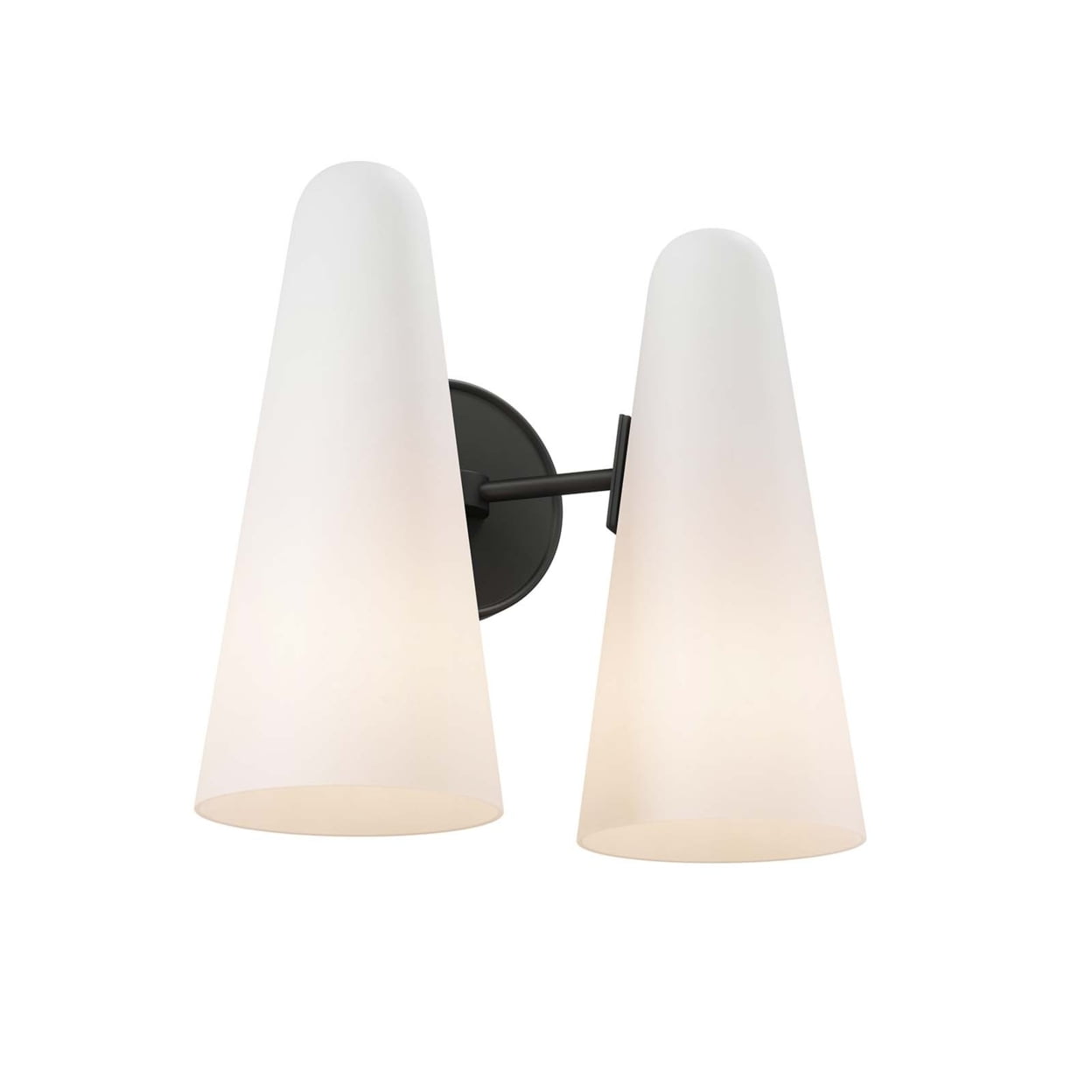 Opal Black Glass Cone 2-Light Wall Sconce