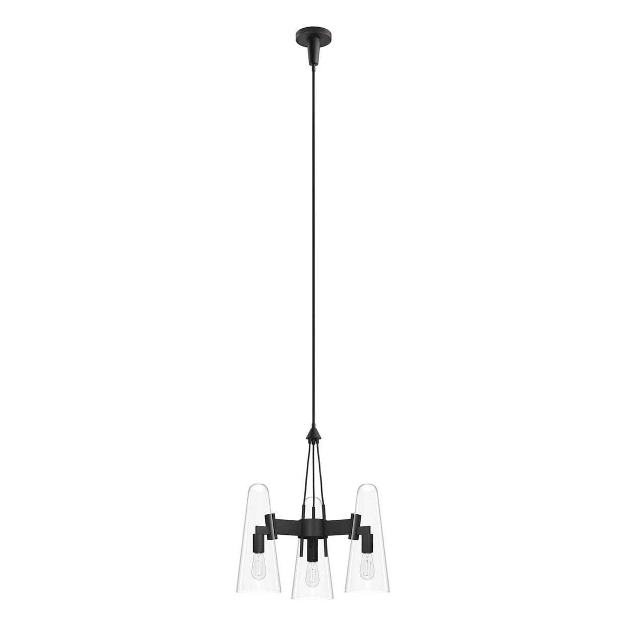 Beacon Adjustable Height 3-Light LED Pendant in Clear Black